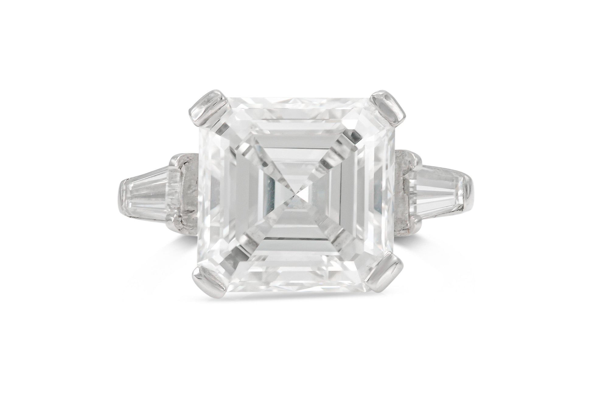 6.17 Carat Square Emerald Cut Diamond Engagement Ring