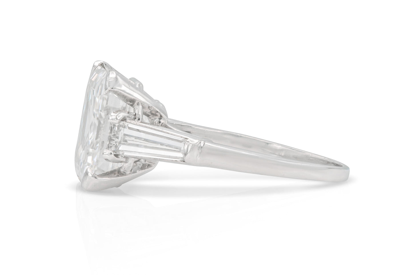 6.17 Carat Square Emerald Cut Diamond Engagement Ring