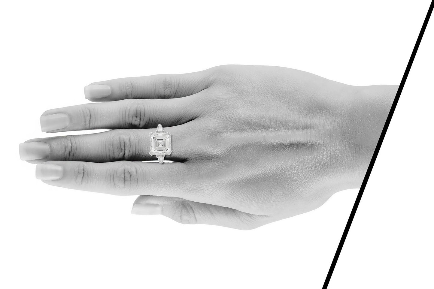 6.17 Carat Square Emerald Cut Diamond Engagement Ring