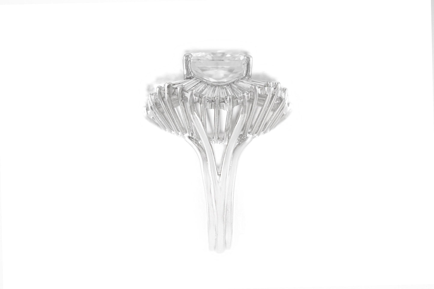 Vintage 1950s 5.13 Carat Radiant Cut Diamond and 6.00 Carat Ballerina Ring