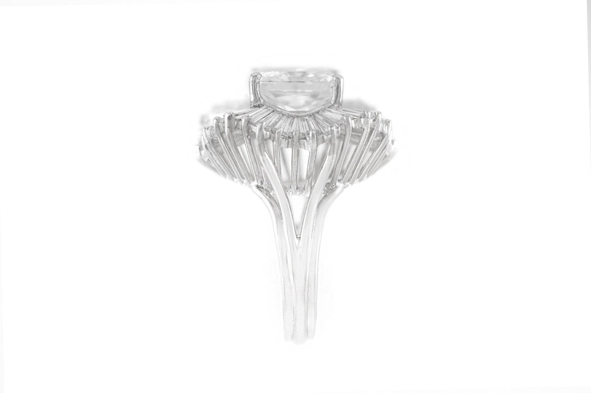 Vintage 1950s 5.13 Carat Radiant Cut Diamond and 6.00 Carat Ballerina Ring