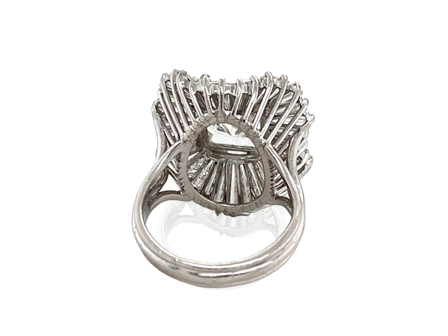 Vintage 1950s 5.13 Carat Radiant Cut Diamond and 6.00 Carat Ballerina Ring
