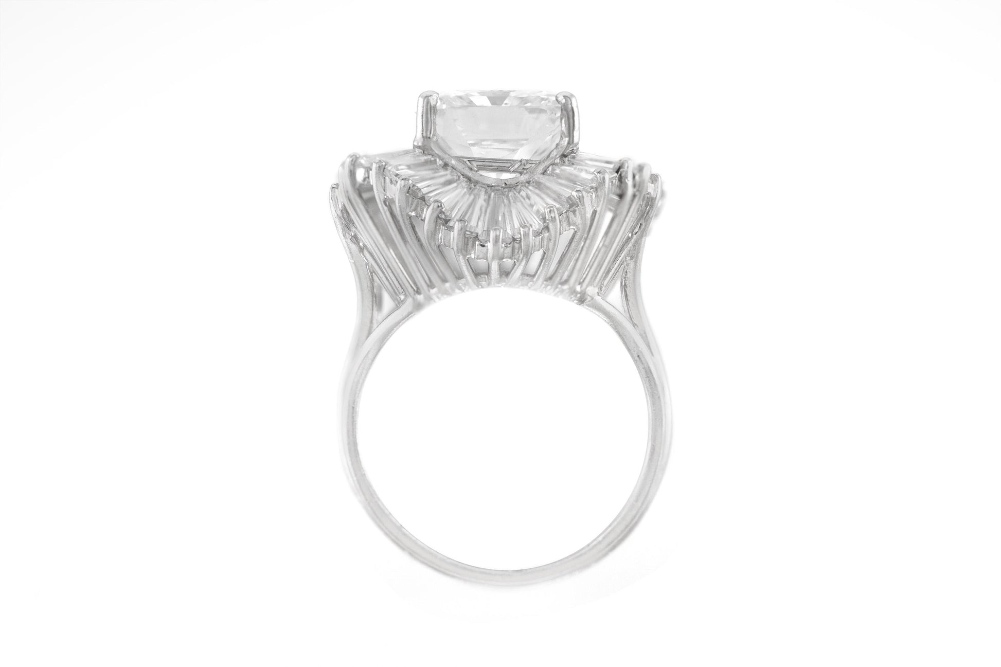 Vintage 1950s 5.13 Carat Radiant Cut Diamond and 6.00 Carat Ballerina Ring