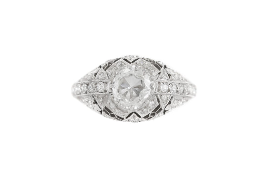 Antique Art Deco 1920s Tiffany & Co. 1.00 Carat Old European Cut Diamond Ring