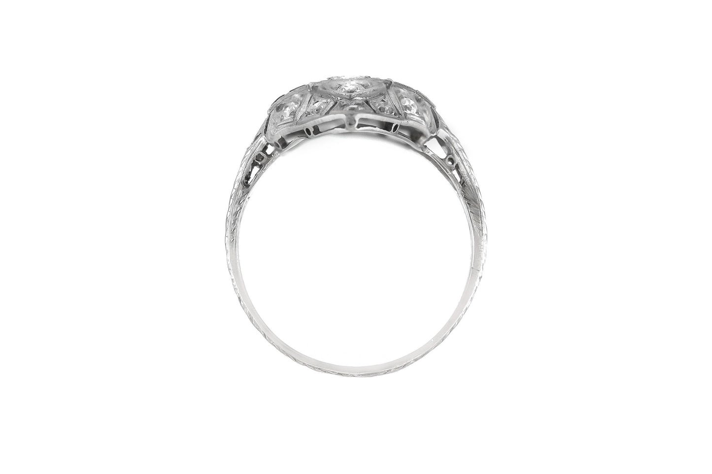 Antique Art Deco 1930s 1.00 Carat Diamond Openwork Dinner Ring