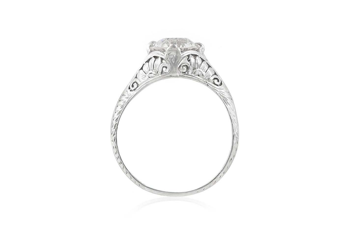 Antique Edwardian 1910s 1.70 Carat Old European Cut Diamond Engagement Ring