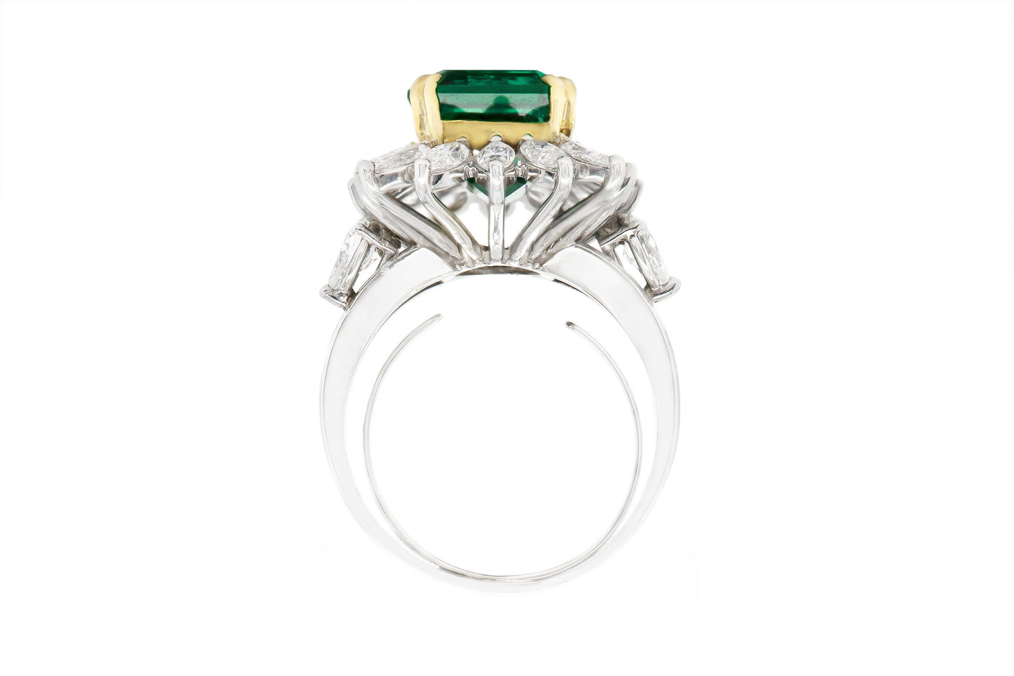 Vintage 1950s 8.11 Carat Emerald Ring with Diamonds