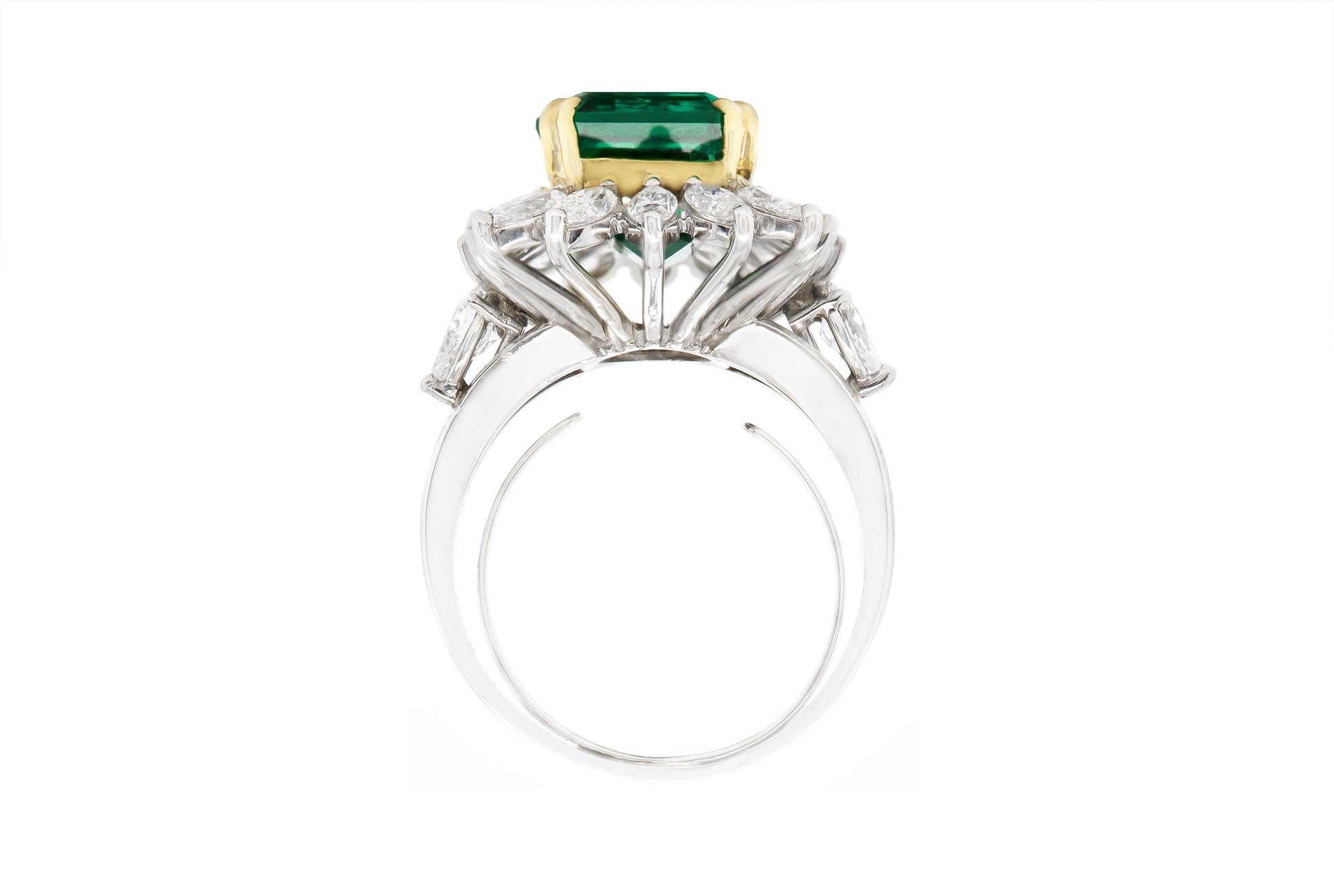 Vintage 1950s 8.11 Carat Emerald Ring with Diamonds