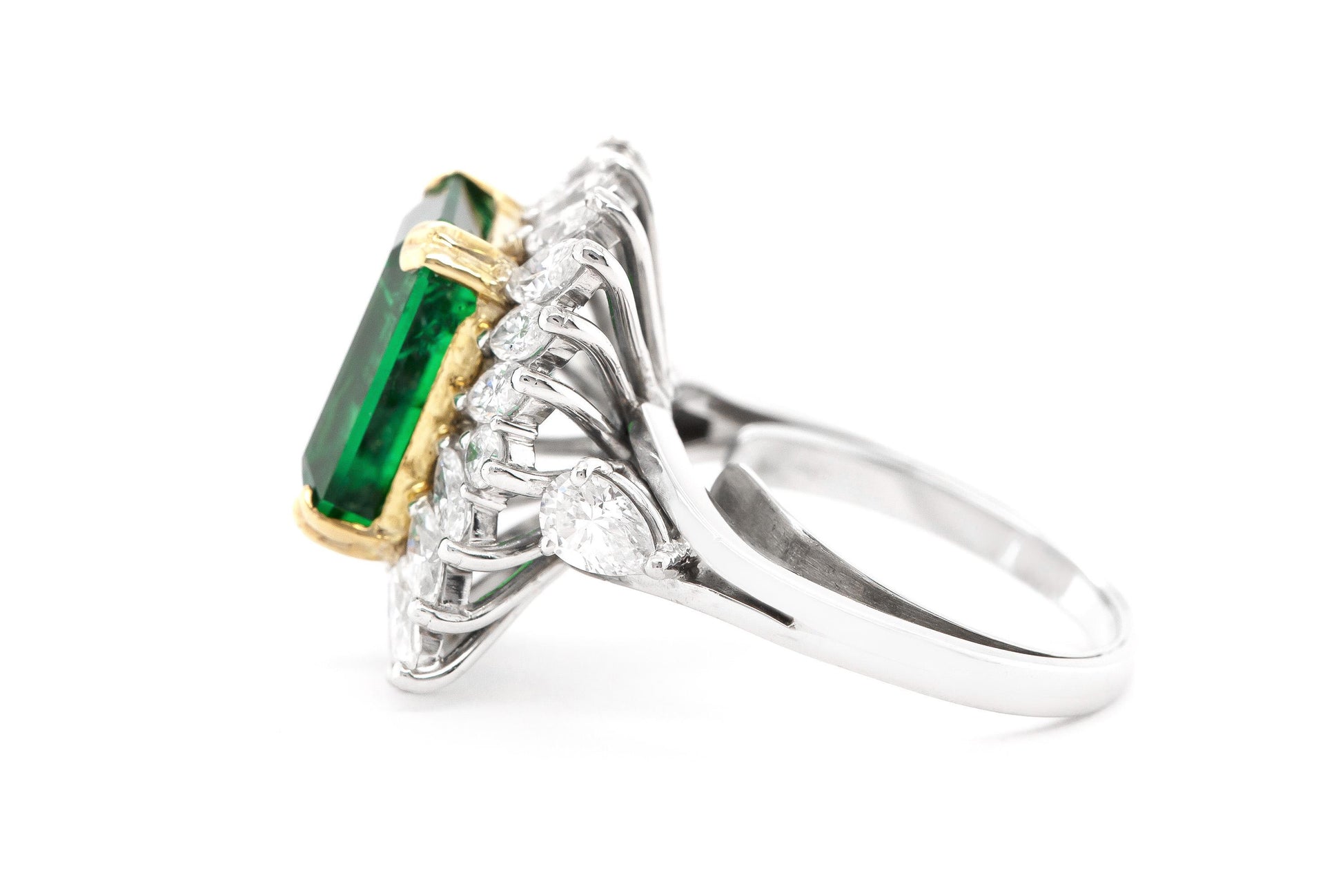 Vintage 1950s 8.11 Carat Emerald Ring with Diamonds