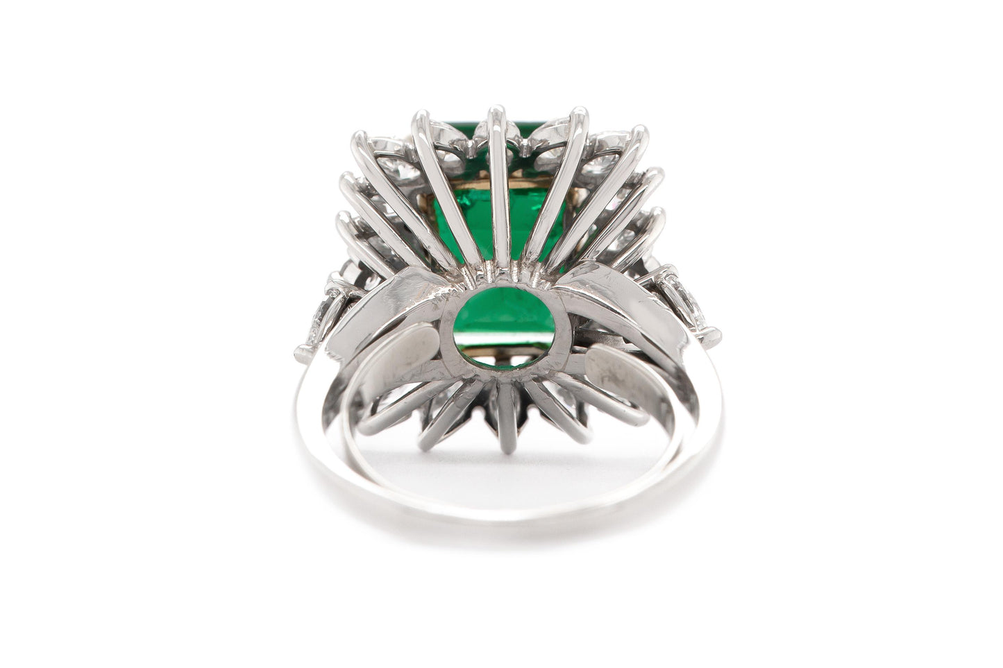 Vintage 1950s 8.11 Carat Emerald Ring with Diamonds