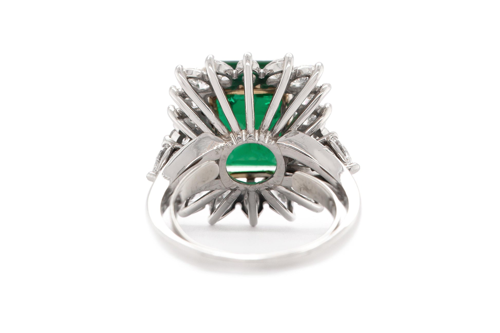 Vintage 1950s 8.11 Carat Emerald Ring with Diamonds