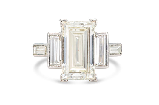 6.06 Carat Rectangular Step Cut Diamond Engagement Ring