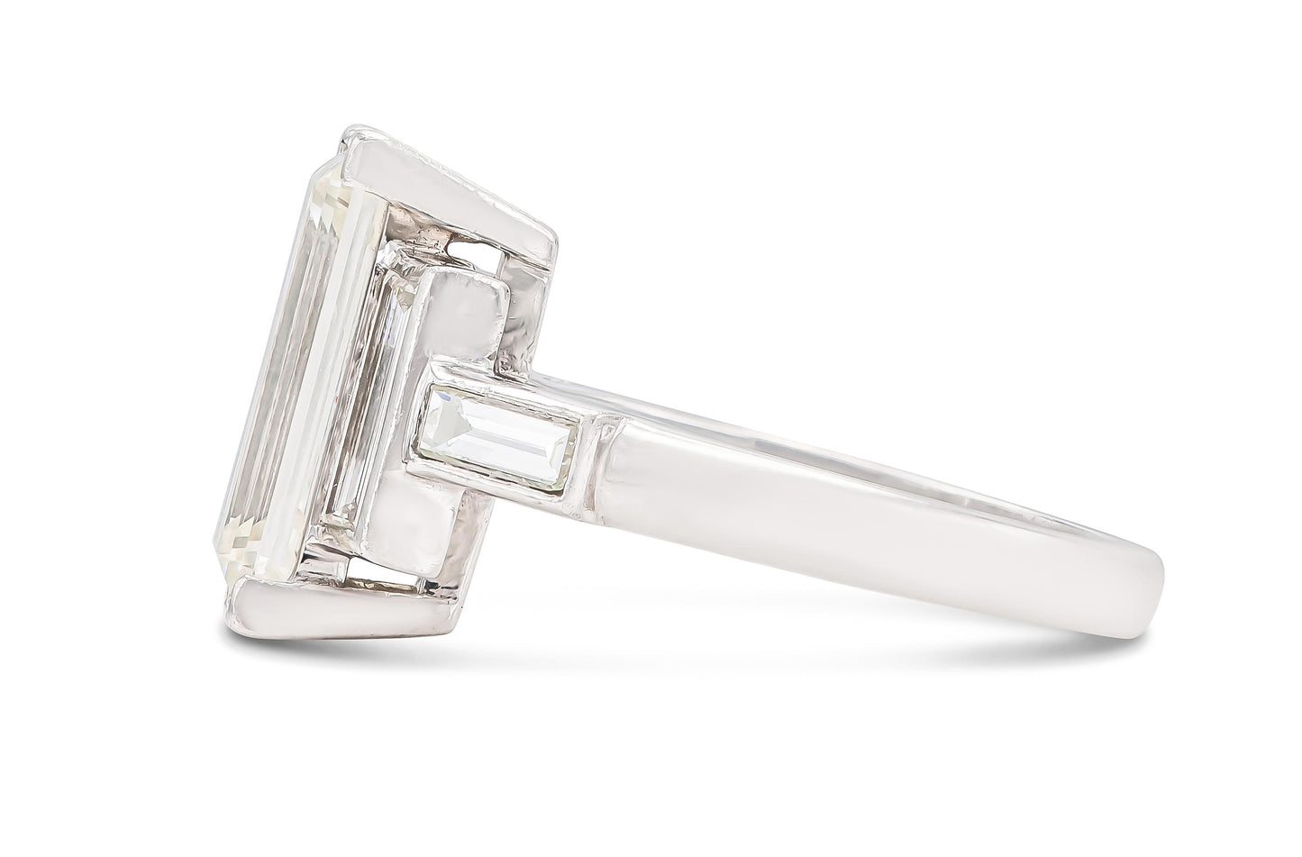 6.06 Carat Rectangular Step Cut Diamond Engagement Ring