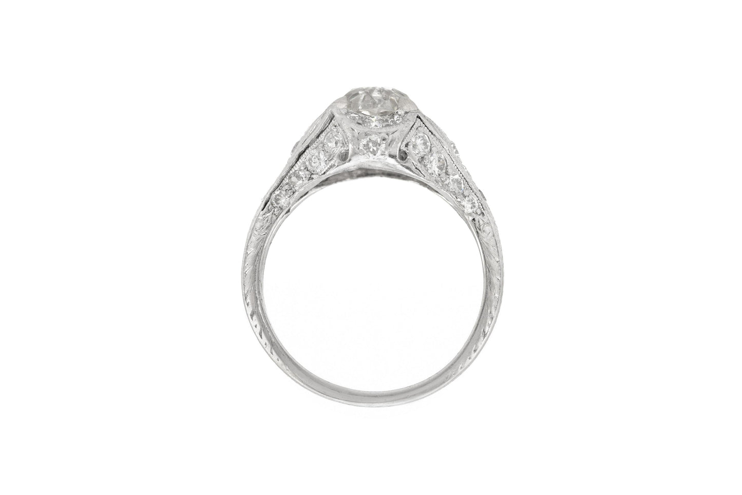 Antique Art Deco 1920s 1.75 Carat Old Mine Cut Diamond Engagement Ring