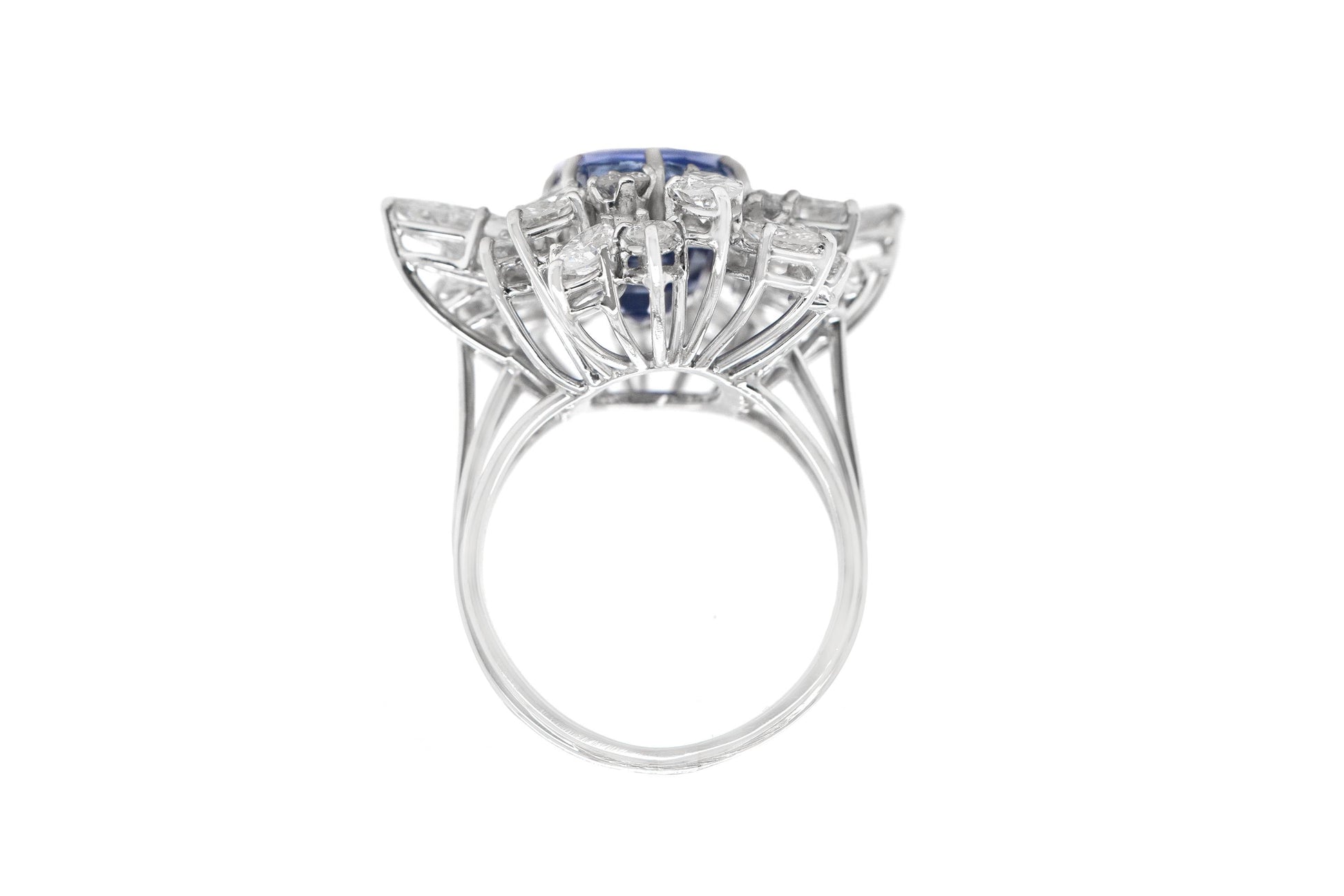 10.59 Carat Ceylon Sapphire and 5.00 Carat Diamond Cluster Ring