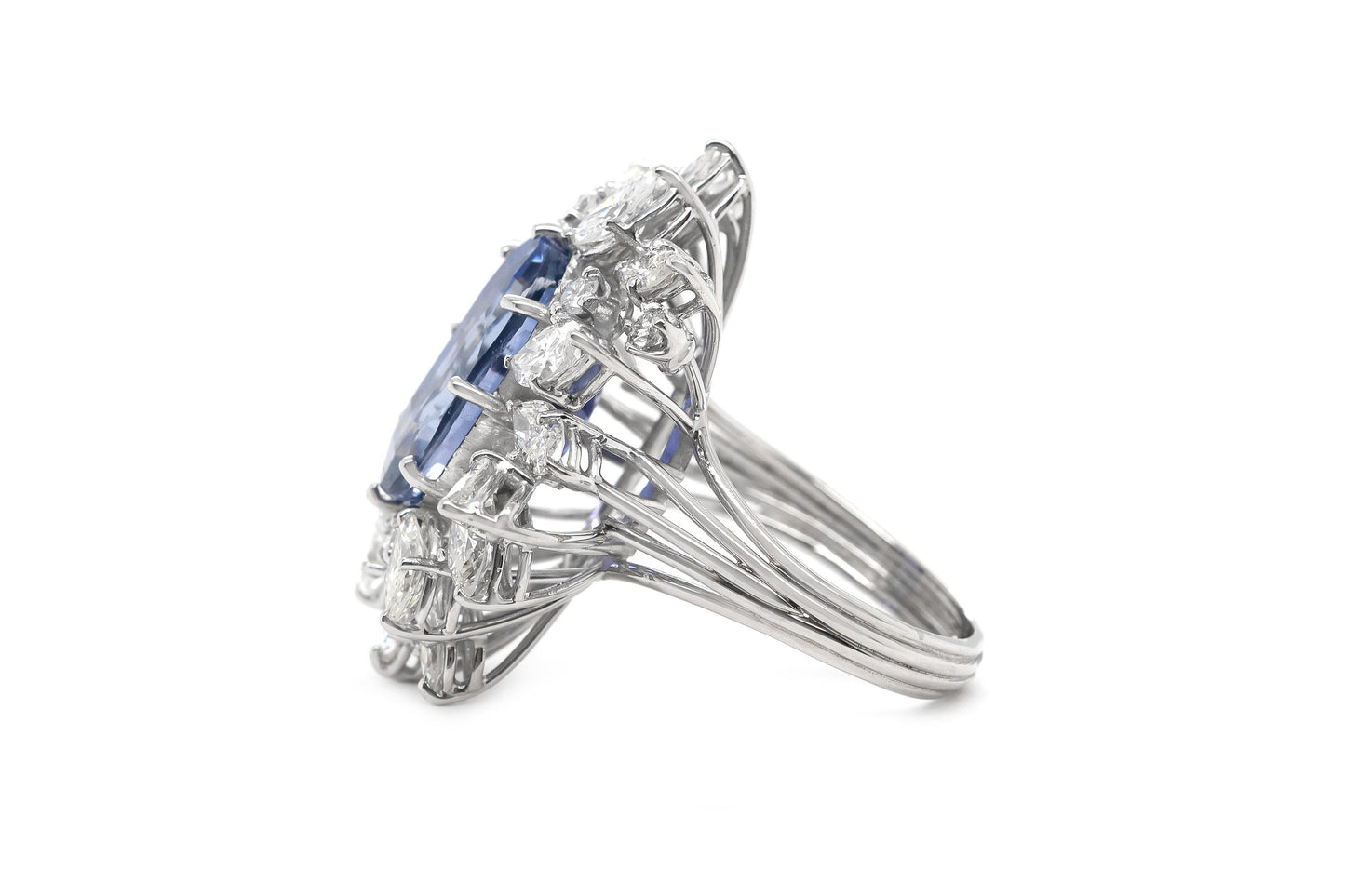 10.59 Carat Ceylon Sapphire and 5.00 Carat Diamond Cluster Ring