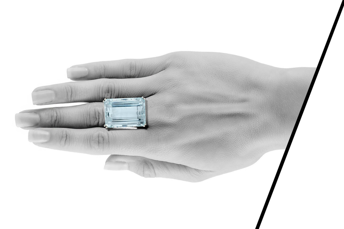 Antique Art Deco 1930s 78.58 Carat Aquamarine Cocktail Ring with Sapphires