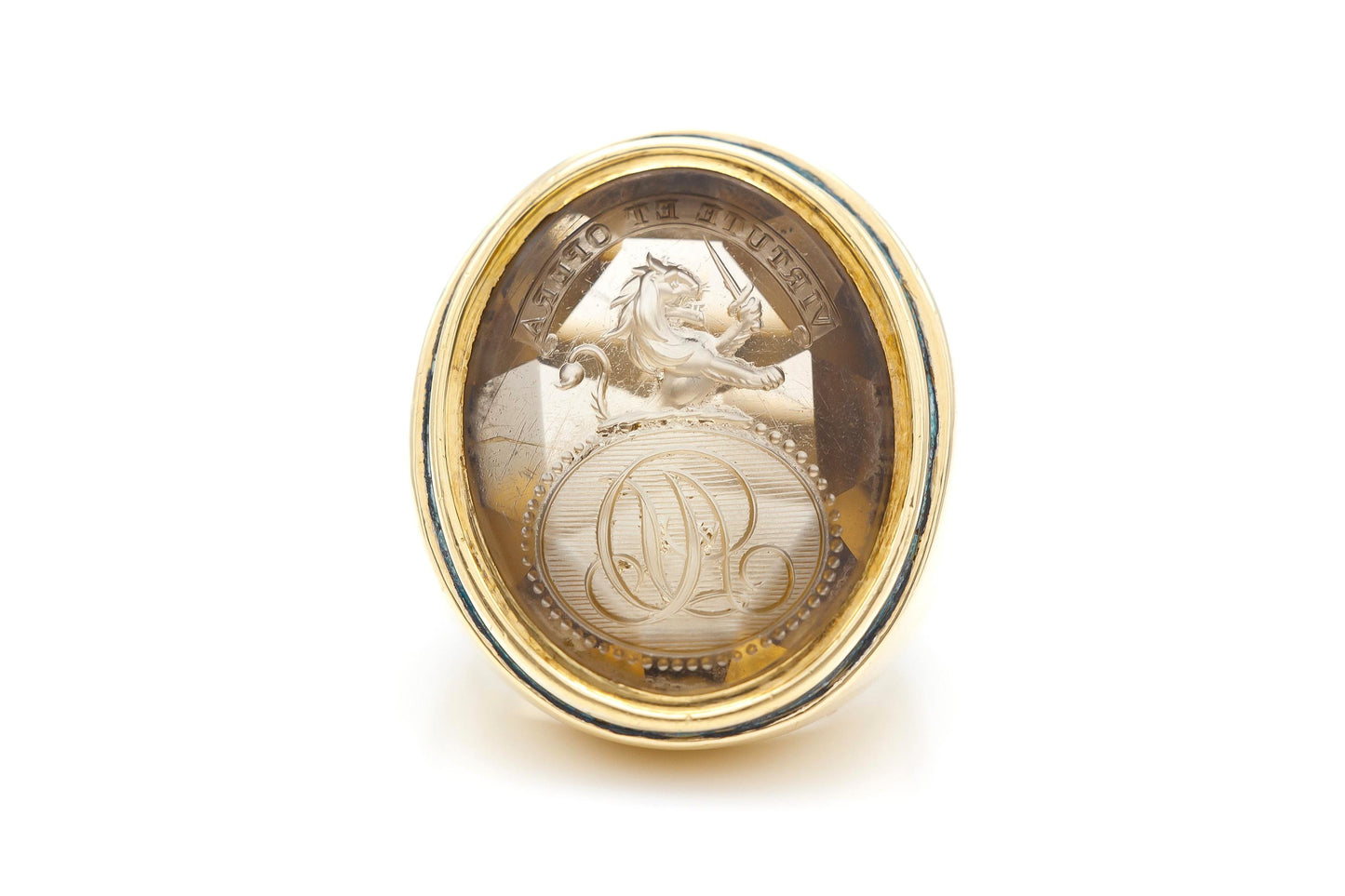 Vintage 1970s Citrine Intaglio Signet Ring