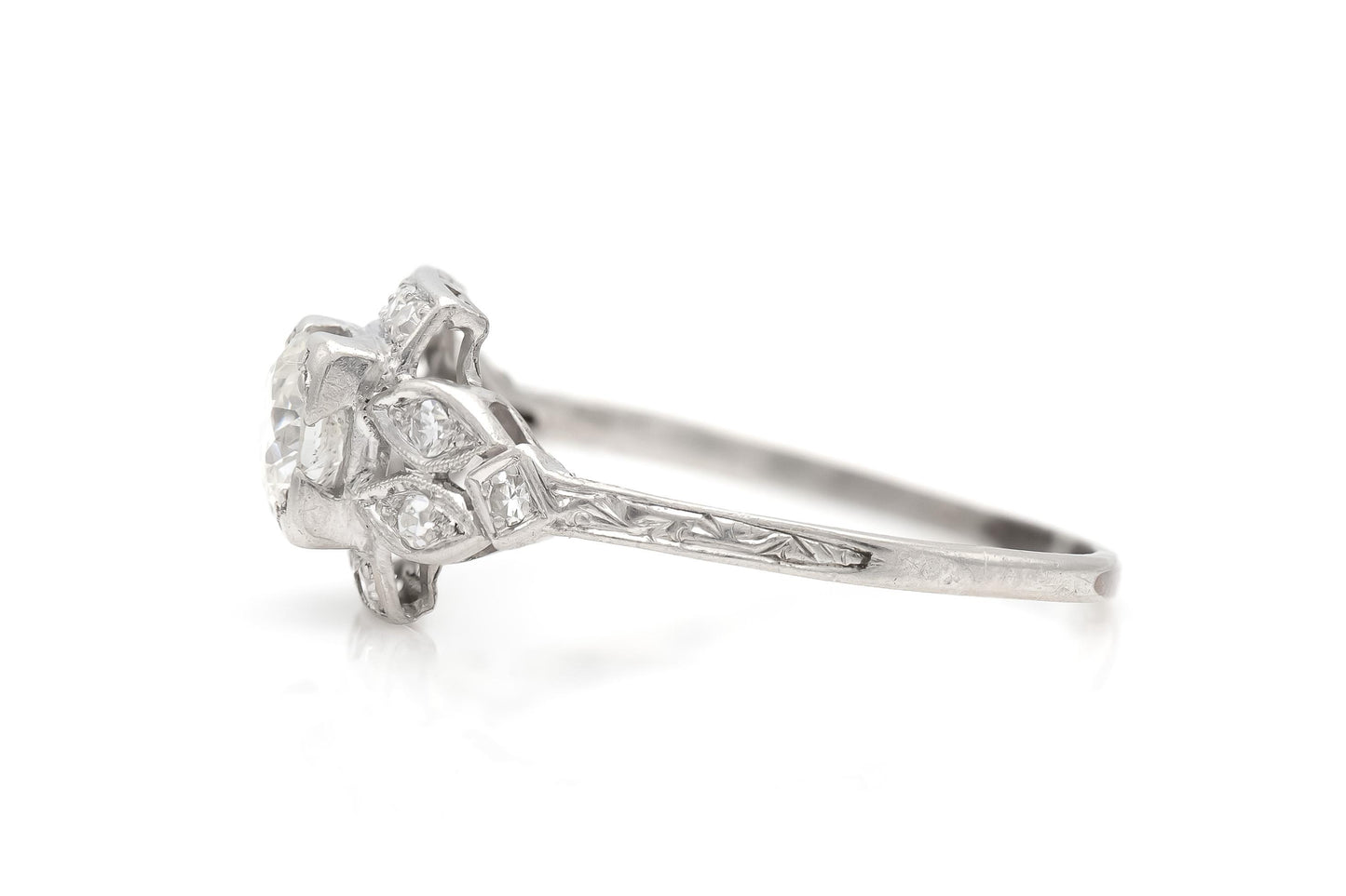 Antique Art Deco 1920s 0.80 Carat Old European Cut Diamond Engagement Ring