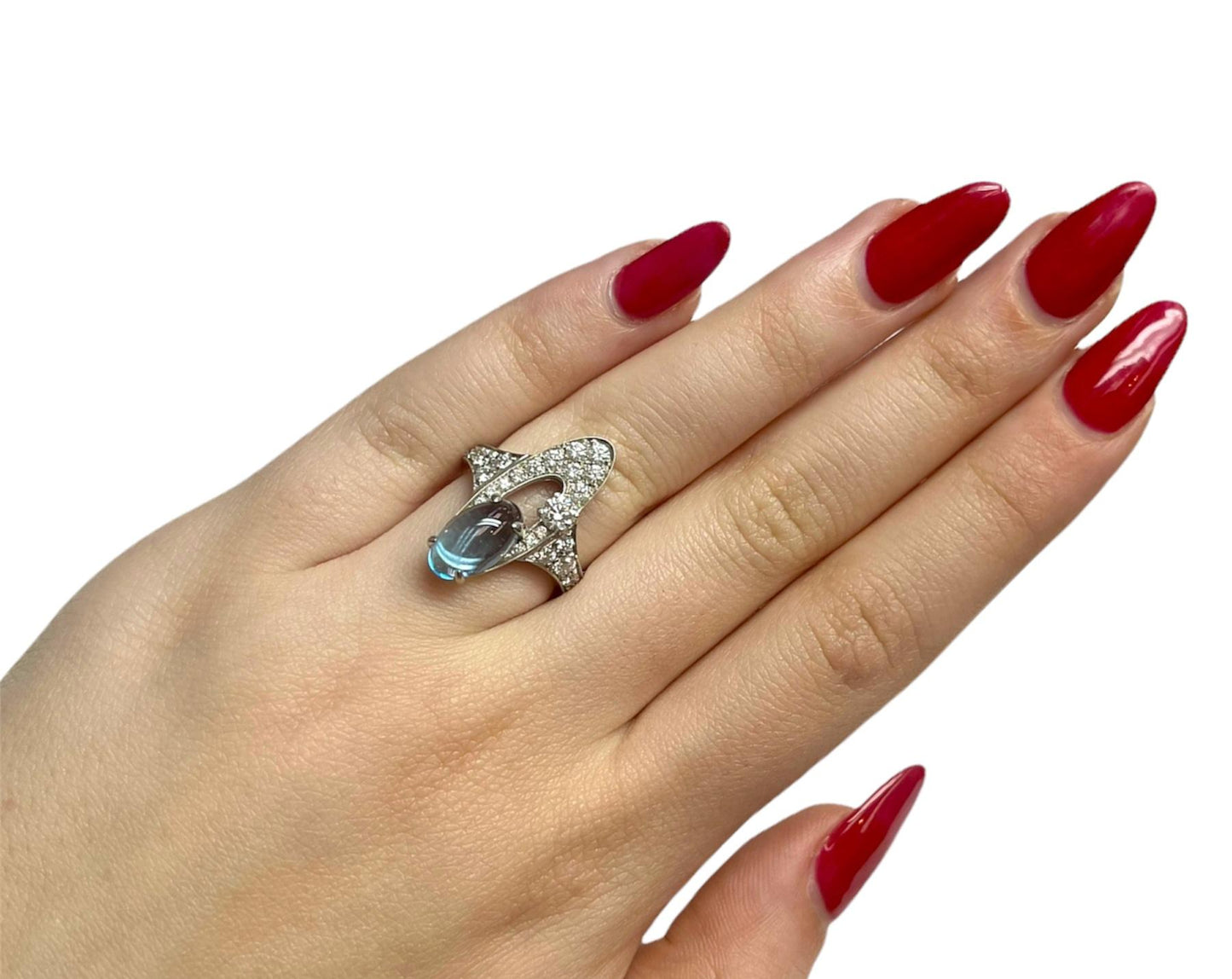 Bvlgari Elisia Ring with Blue Topaz and Diamonds