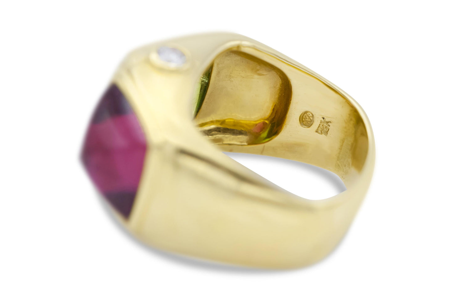 Vintage 1980s 12.00 Carat Red and Green Sugarloaf Tourmalines Ring