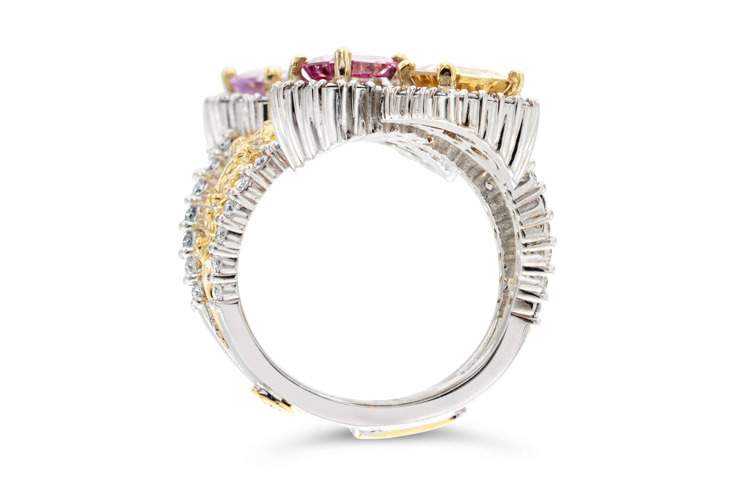 4.50 Carat Multi-Color Sapphire Ring with Diamonds