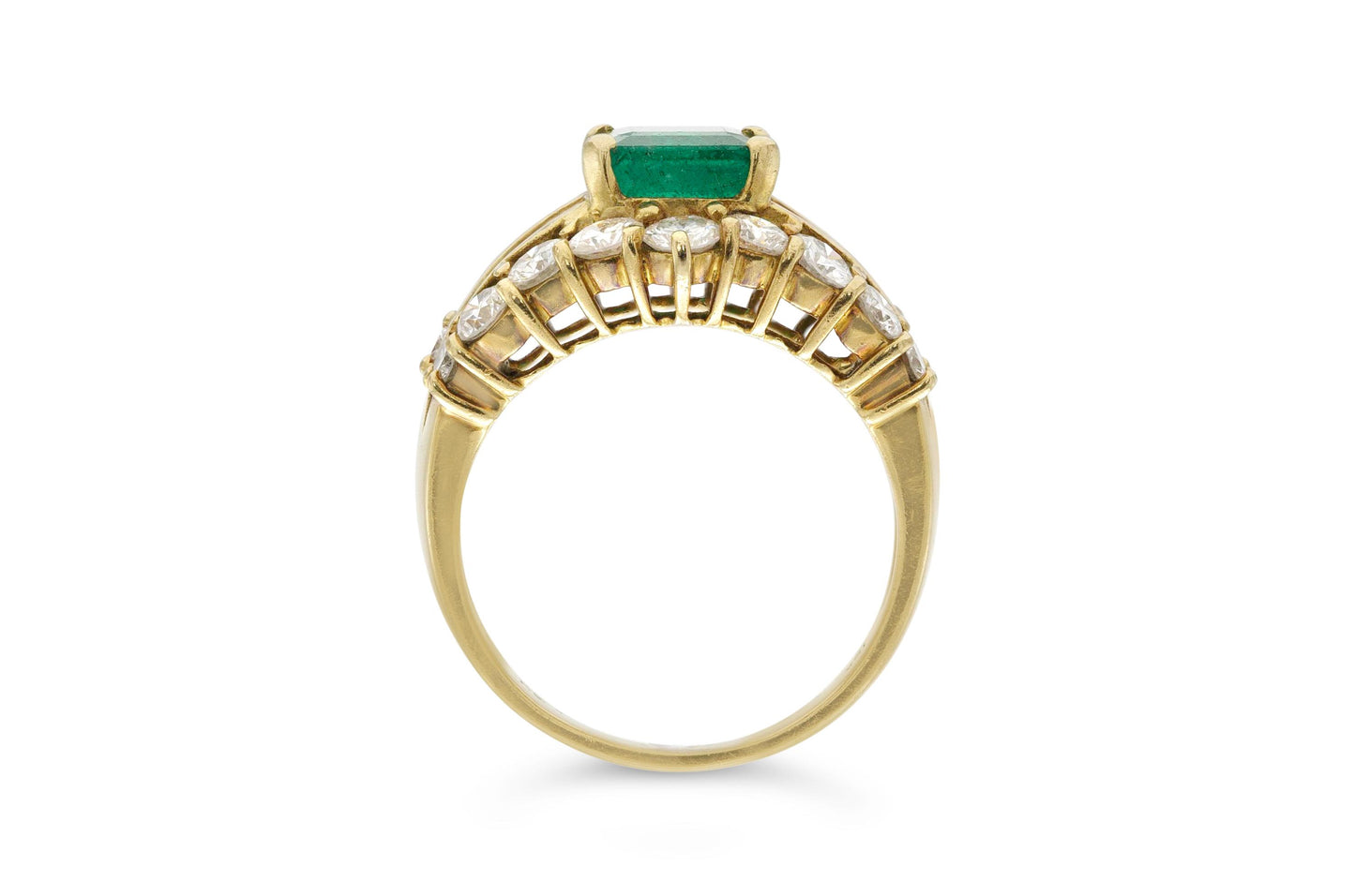 Vintage 1980s 2.50 Carat Emerald Ring with Diamonds