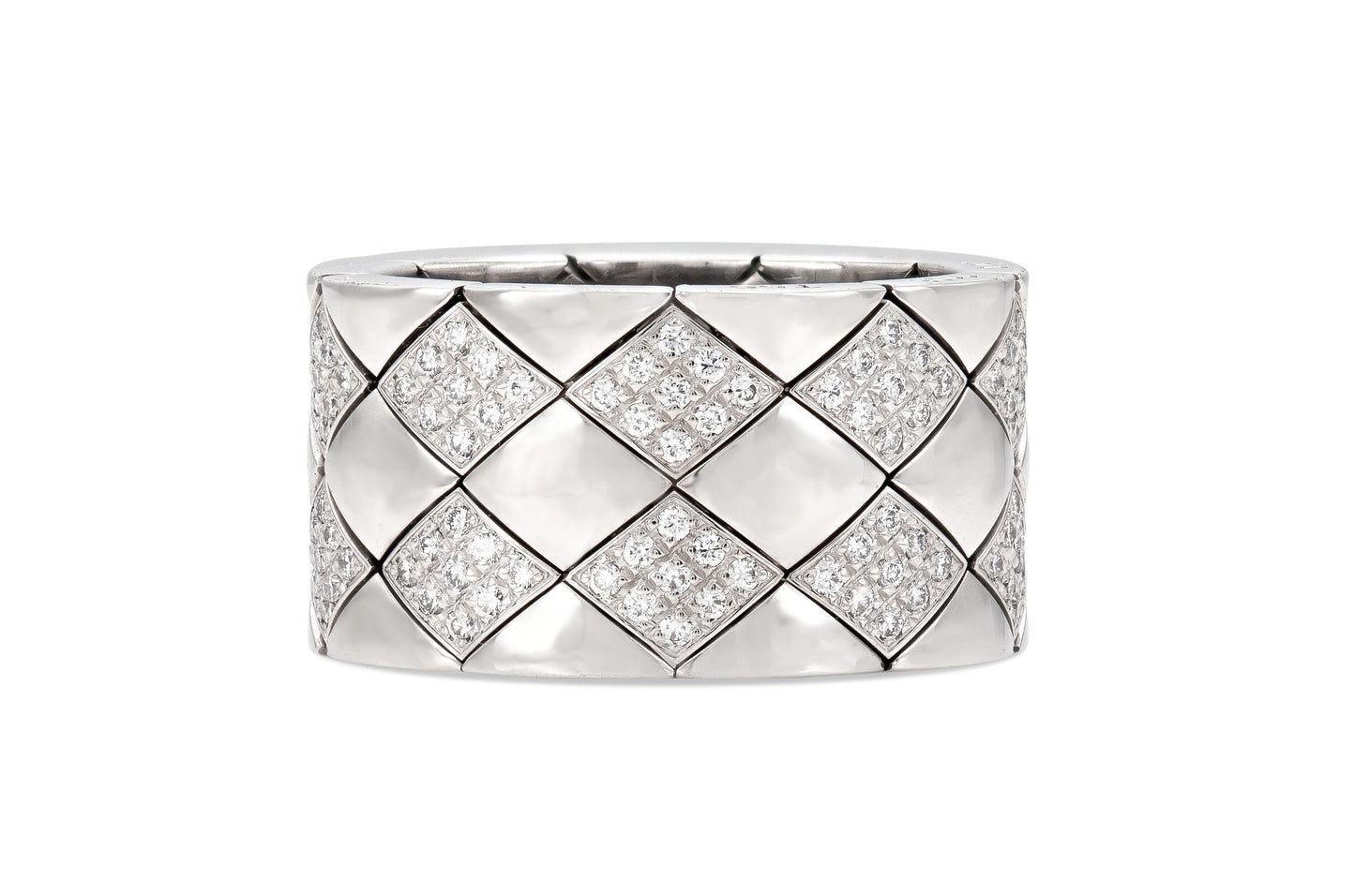 Chanel Matelasse Quilted Semi-Flexible Ring with Diamonds