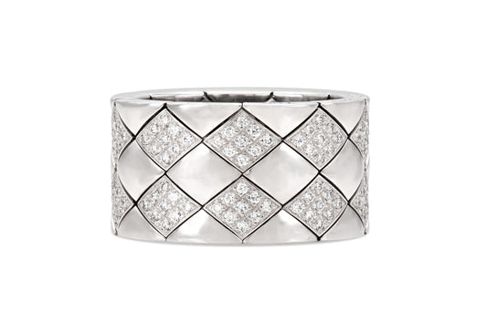 Chanel Matelasse Quilted Semi-Flexible Ring with Diamonds