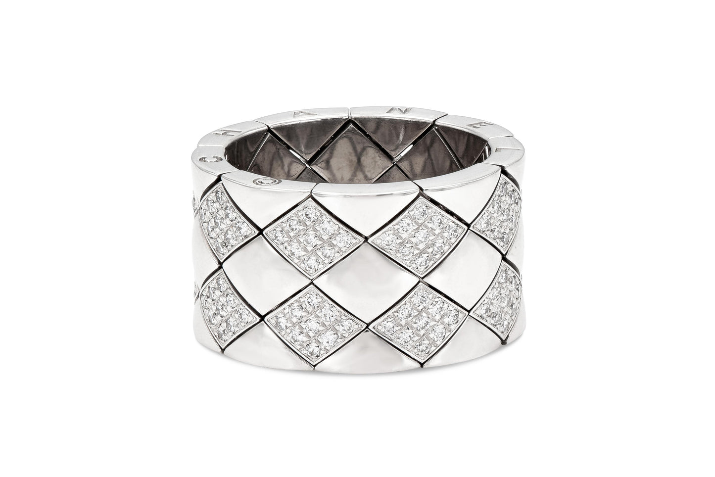 Chanel Matelasse Quilted Semi-Flexible Ring with Diamonds