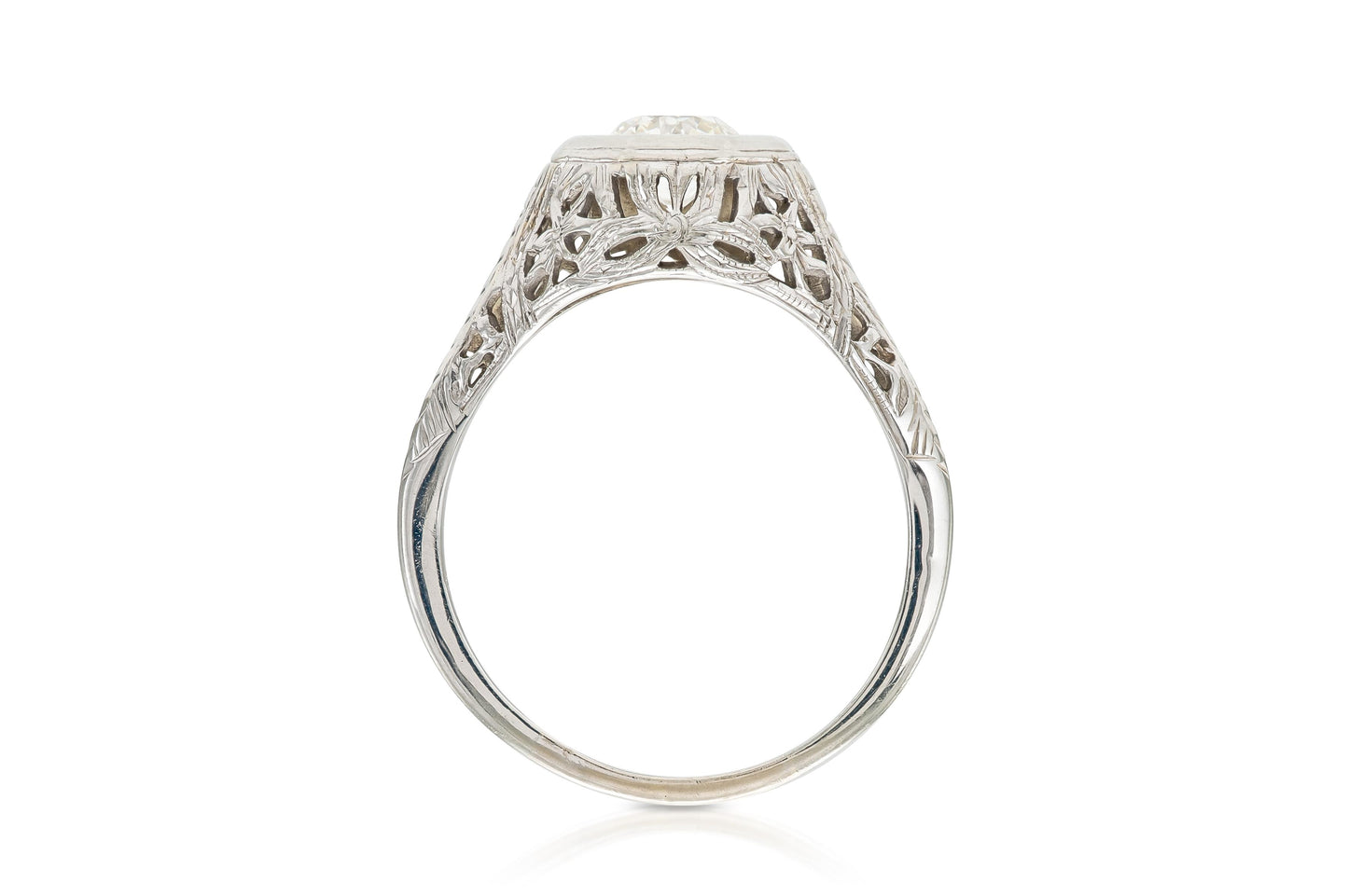 Antique Art Deco 1930s 1.00 Carat Old European Cut Diamond Engagement Ring