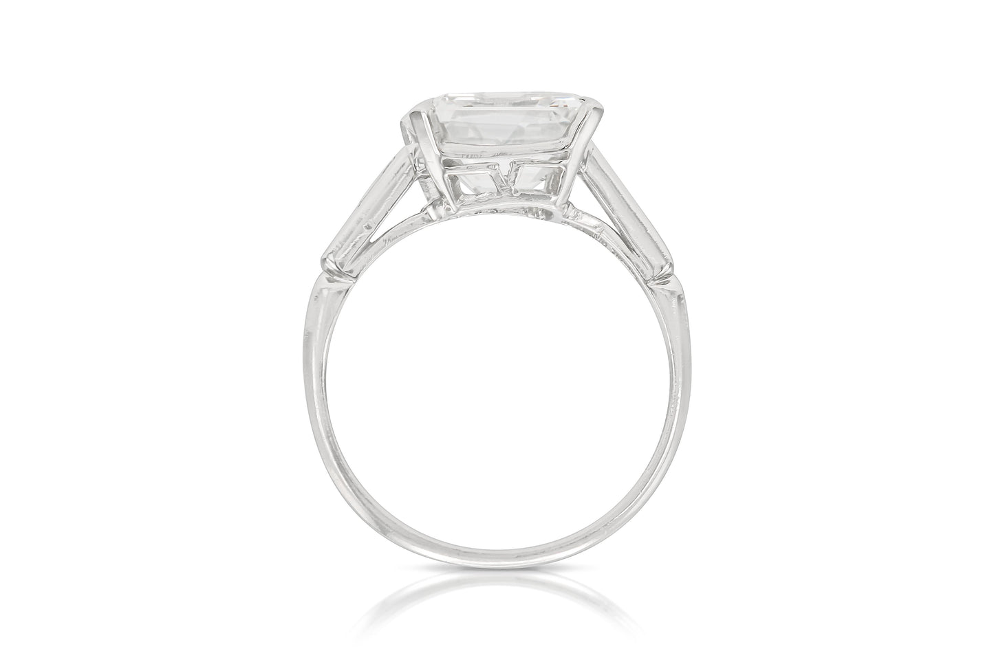 Antique Art Deco 1930s 4.00 Carat Square Emerald Cut Diamond Engagement Ring