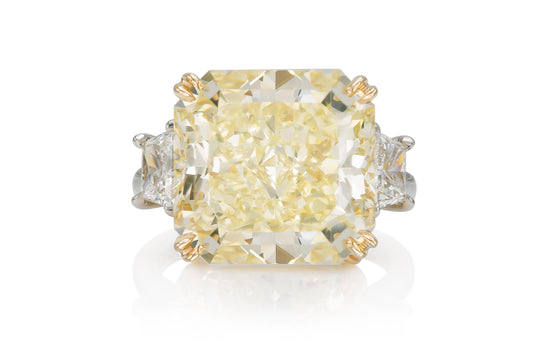 13.02 Carat Square Radiant Cut Fancy Yellow Diamond Engagement Ring