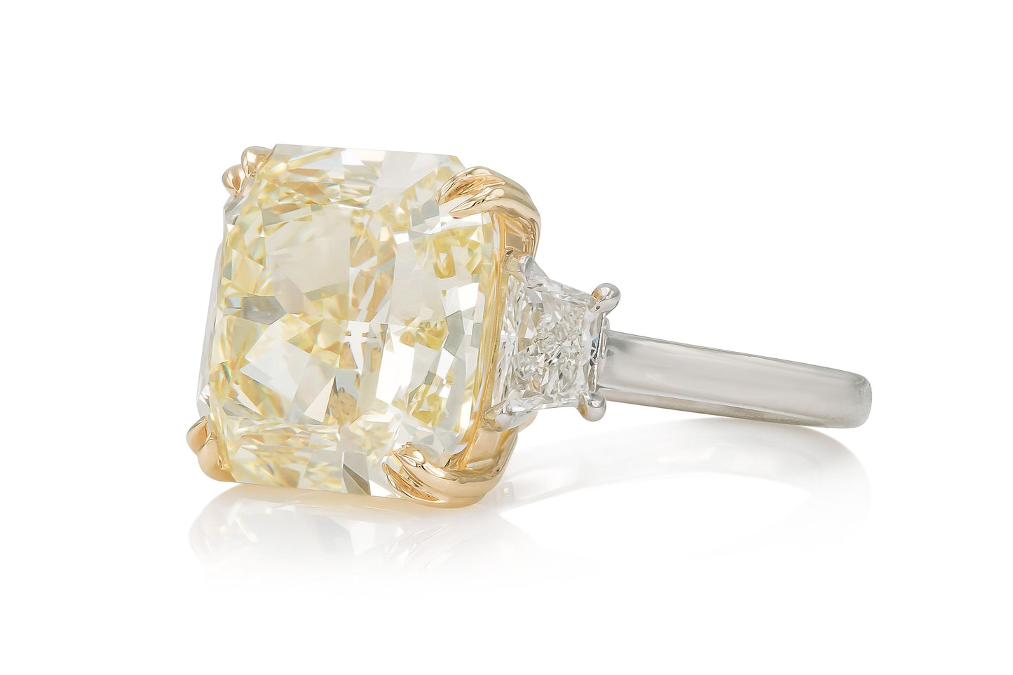 13.02 Carat Square Radiant Cut Fancy Yellow Diamond Engagement Ring
