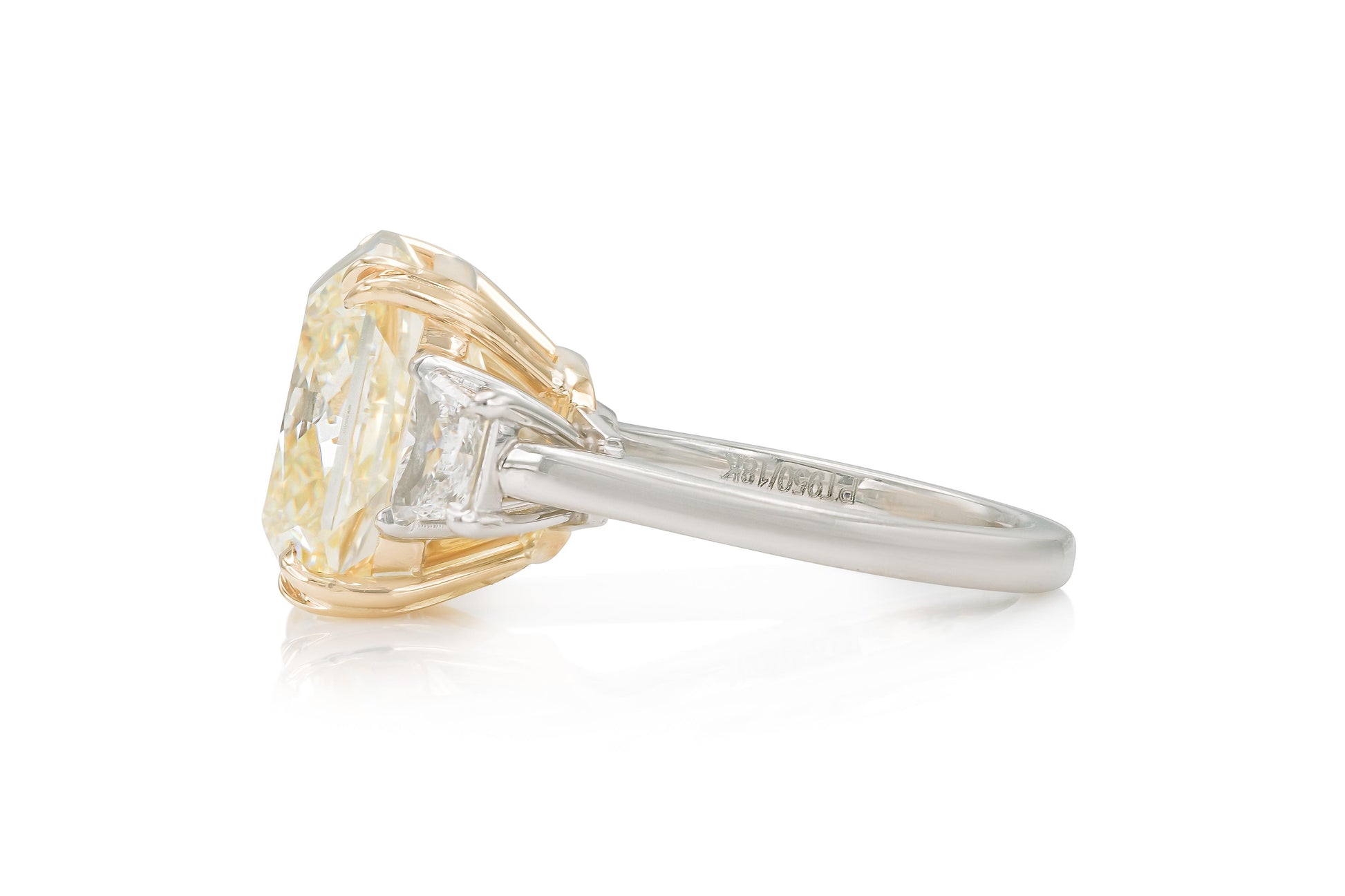 13.02 Carat Square Radiant Cut Fancy Yellow Diamond Engagement Ring