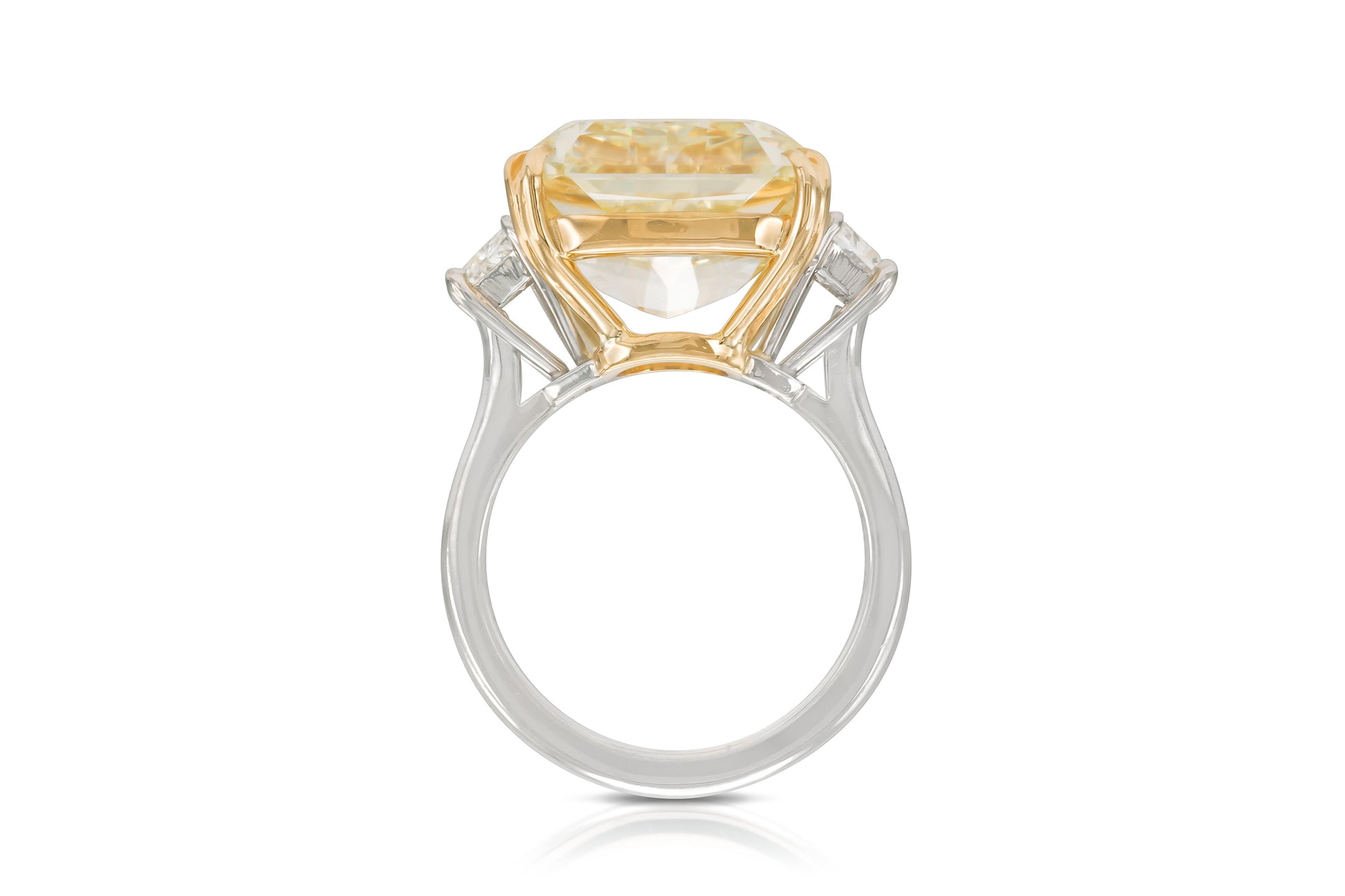 13.02 Carat Square Radiant Cut Fancy Yellow Diamond Engagement Ring