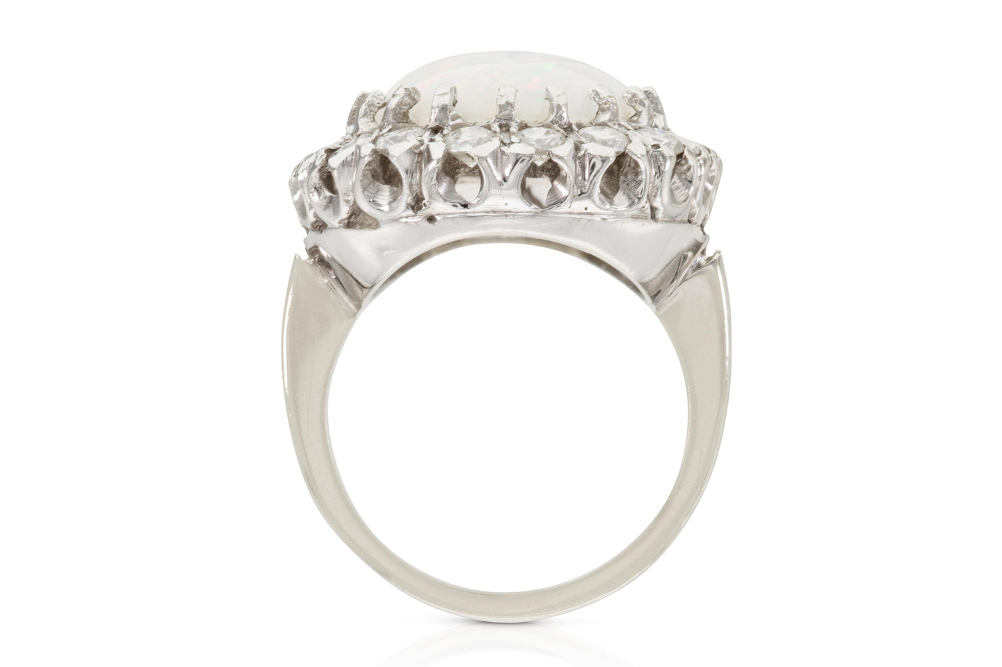 Vintage 1960s 5.00 Carat Opal Ring with Diamonds