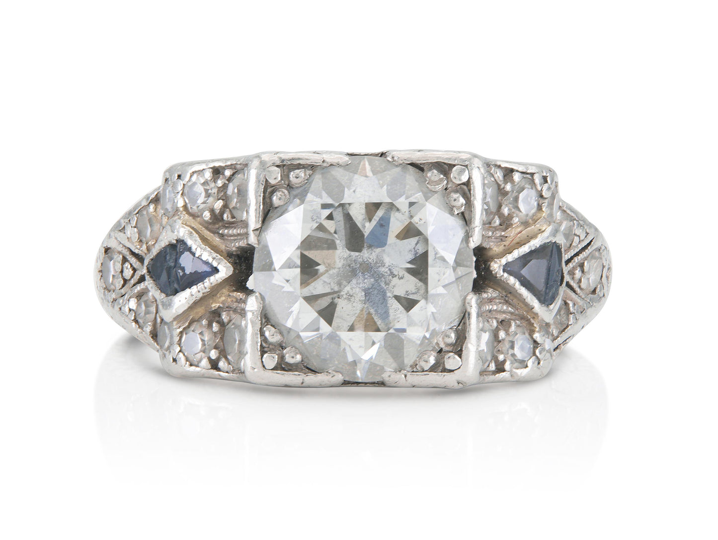 Antique Art Deco 1.62 Carat Old European Cut Diamond Engagement Ring