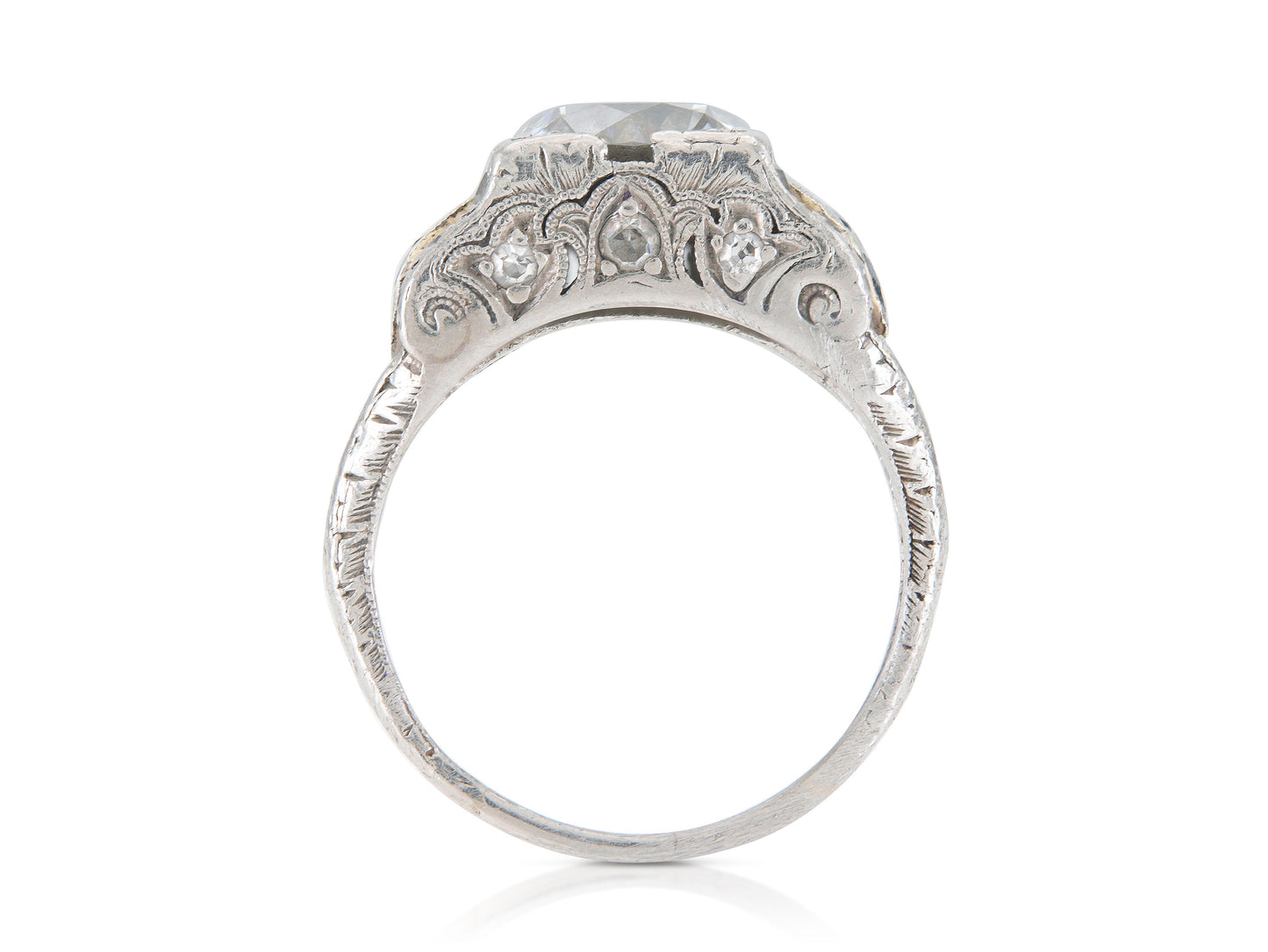 Antique Art Deco 1.62 Carat Old European Cut Diamond Engagement Ring
