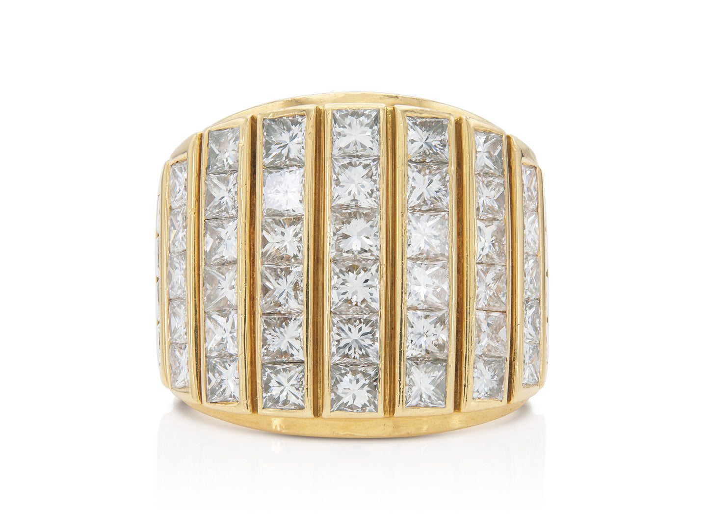Vintage 1980s Rene Boivin 8.00 Carat Princess Cut Diamonds Gold Ring