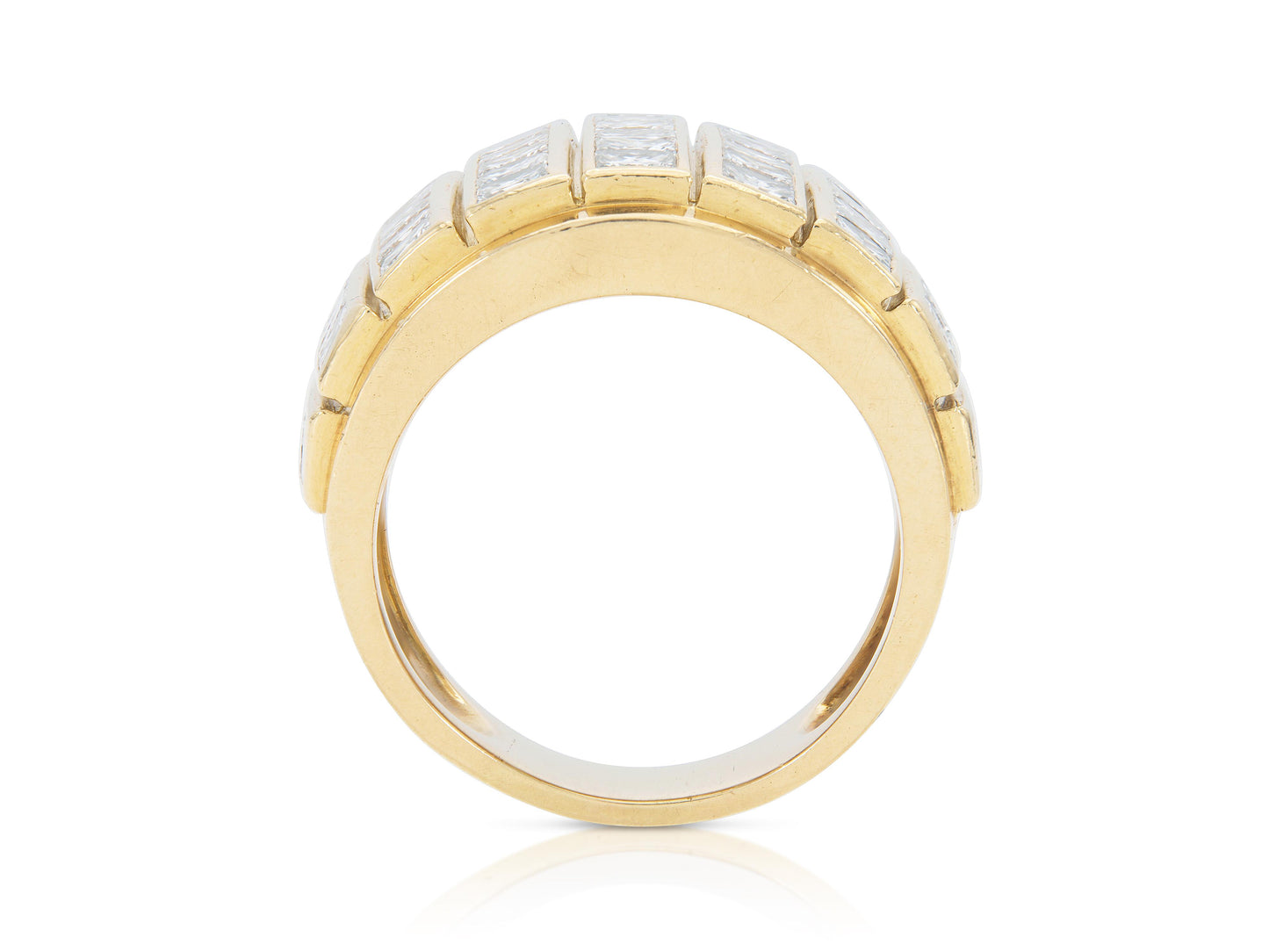 Vintage 1980s Rene Boivin 8.00 Carat Princess Cut Diamonds Gold Ring