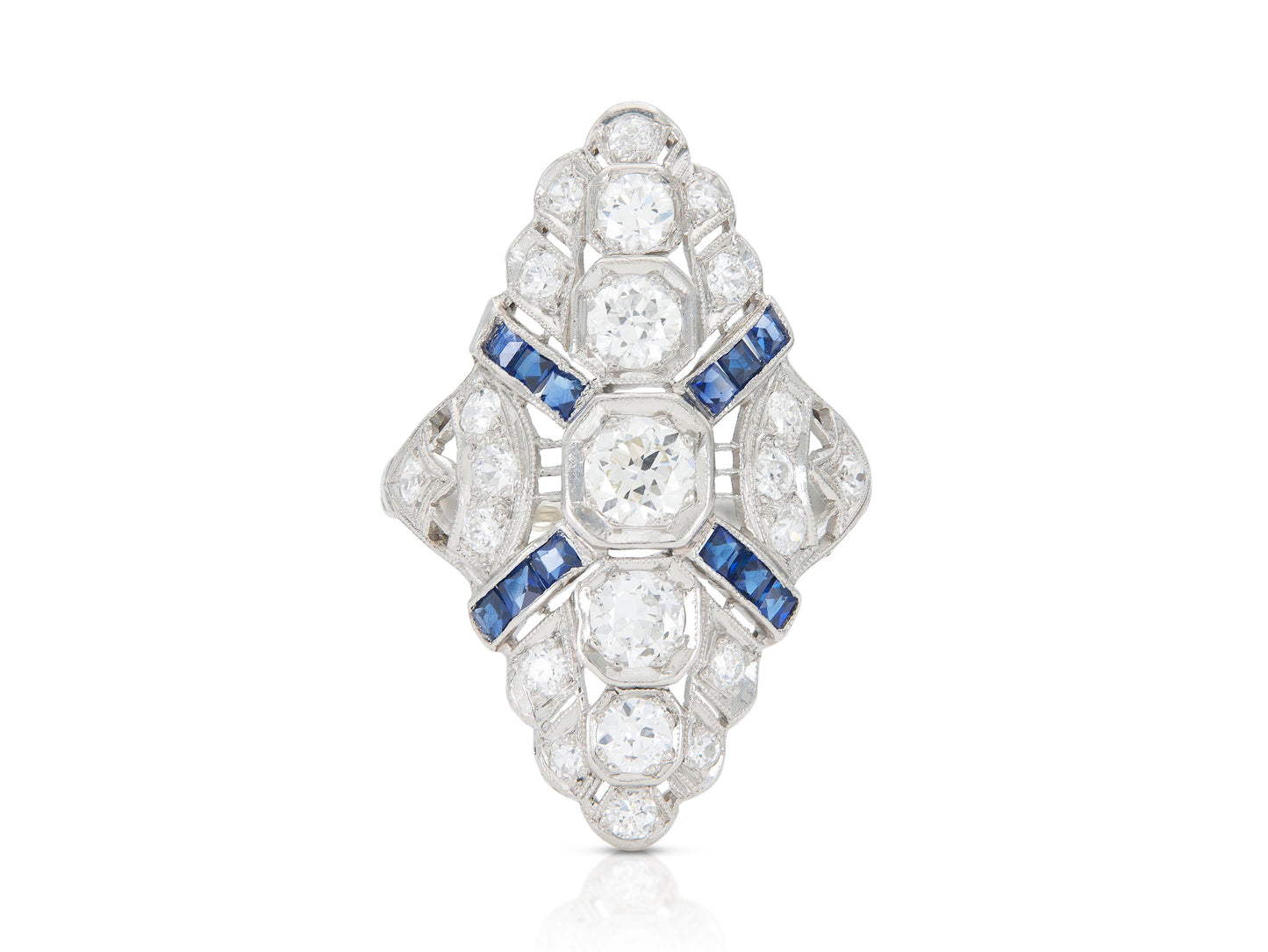 Antique Art Deco 1920s 1.80 Carat Diamond Dinner Ring with Diamonds