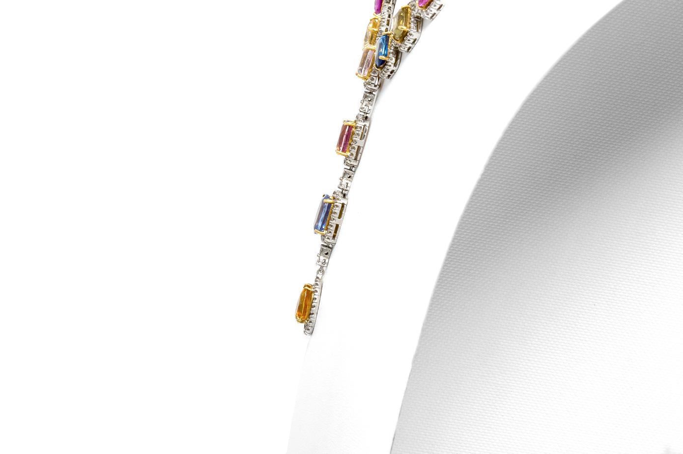 55.24 Carat Multi-Color Sapphire Detachable Drop Necklace with Diamonds