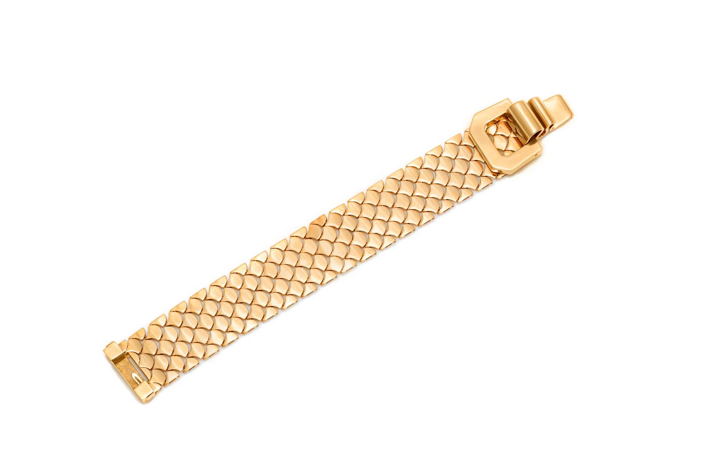 Vintage 1940s Retro Scale Link Buckle Bracelet