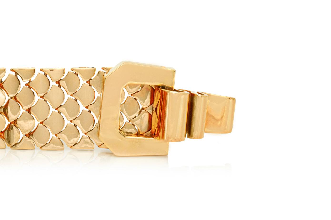 Vintage 1940s Retro Scale Link Buckle Bracelet