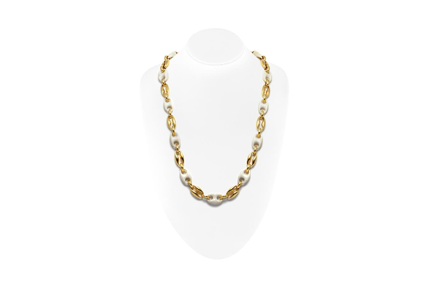 Vintage 1980s Gold and Bone Coffee Bean Link Necklace