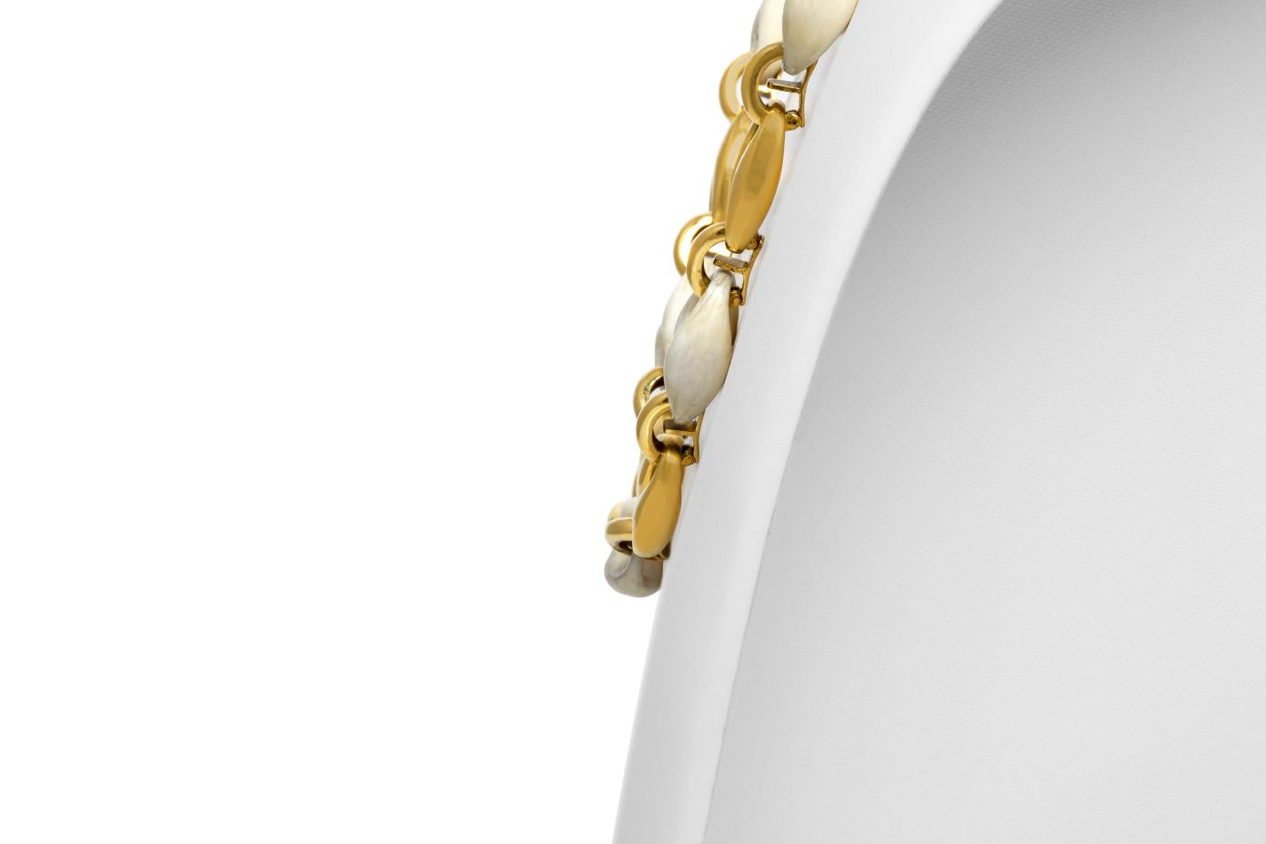 Vintage 1980s Gold and Bone Coffee Bean Link Necklace