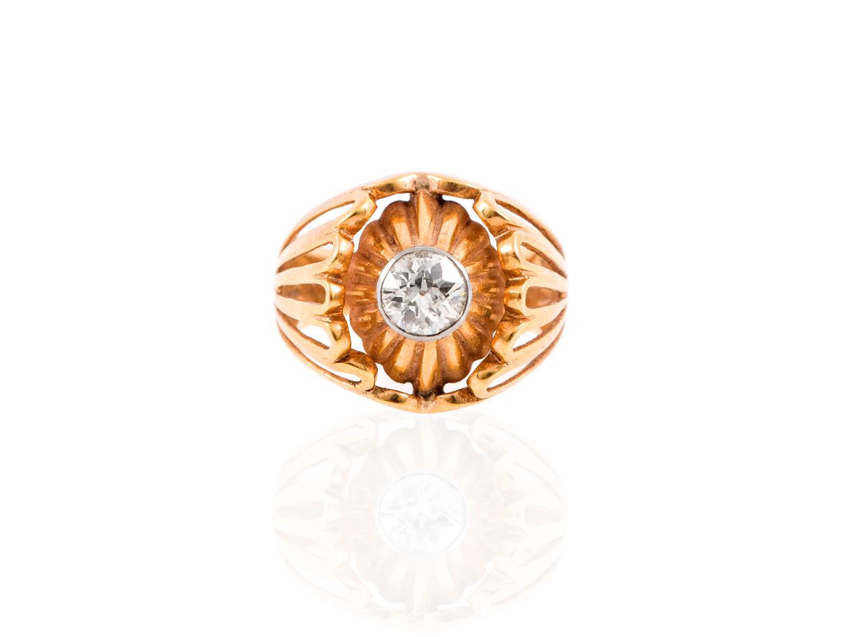 Vintage 1940s Retro Old European Cut Diamond Ring