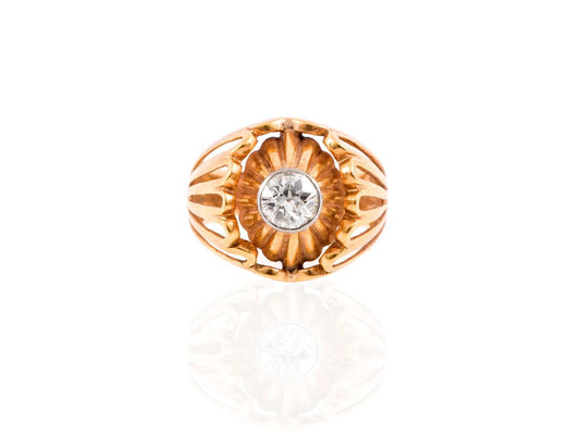 Vintage 1940s Retro Old European Cut Diamond Ring