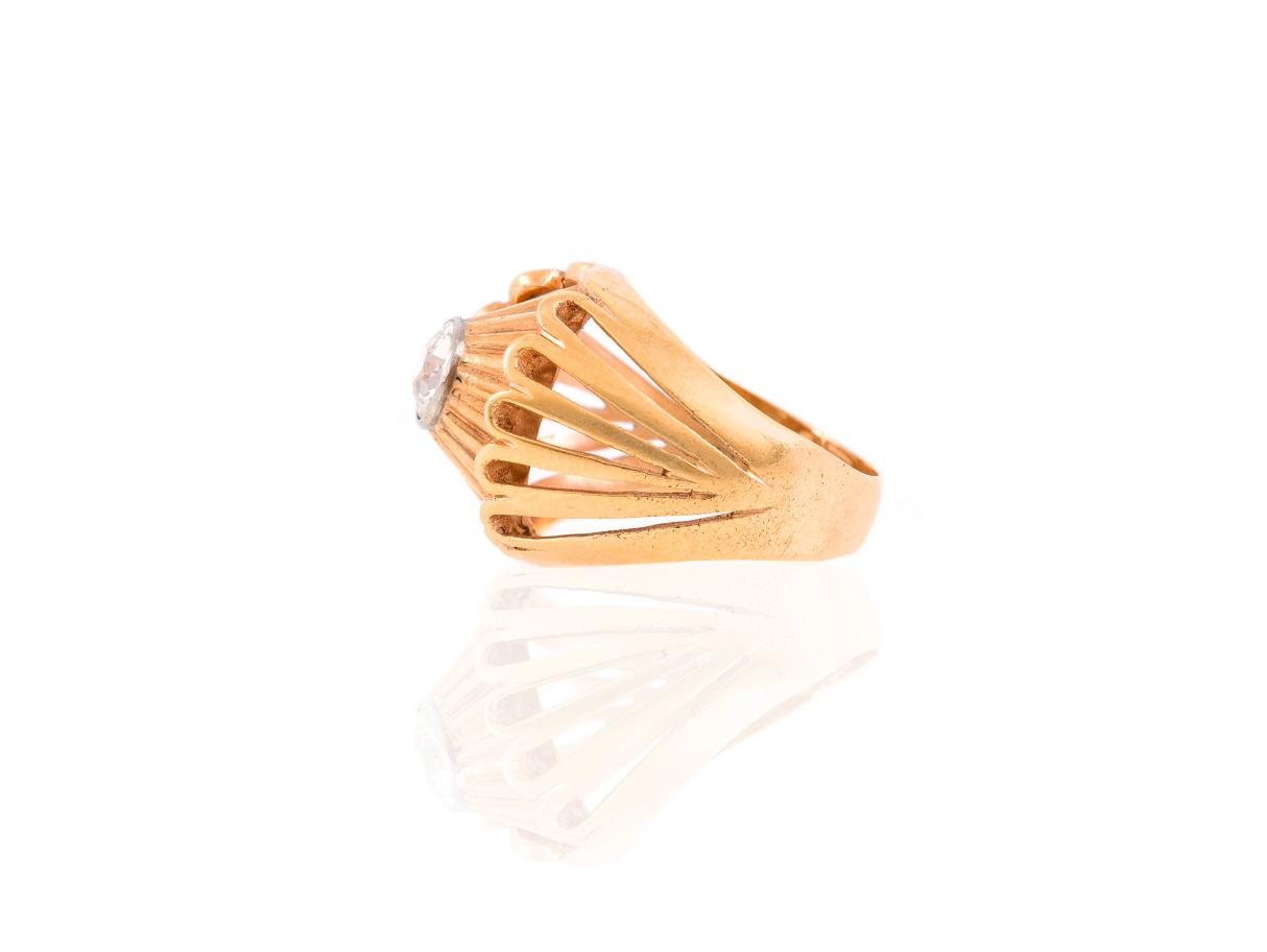 Vintage 1940s Retro Old European Cut Diamond Ring